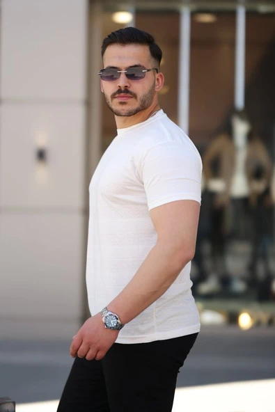 Erkek Mini Jakarlı Kısa Kollu T-shirt - Resim 2