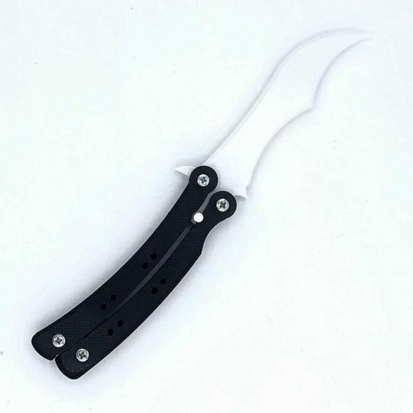 Cs Go Kelebek Bıçağı Vidalı Organik Plastik Siyah Sap Beyaz Bıçak