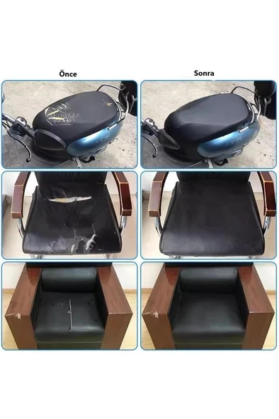 100x50 cm Siyah Suni Deri Tamir Yama Bandı Yapışkanlı Araba Motosiklet Sele Koltuk Döşeme Yaması - Resim 5
