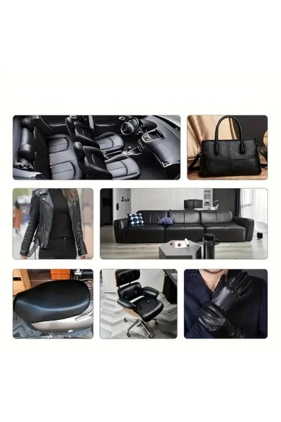 100x50 cm Siyah Suni Deri Tamir Yama Bandı Yapışkanlı Araba Motosiklet Sele Koltuk Döşeme Yaması - Resim 7
