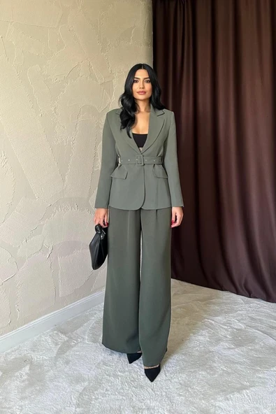 Haki Cep Kapaklı Ve Kemerli Ceket ürün görseli