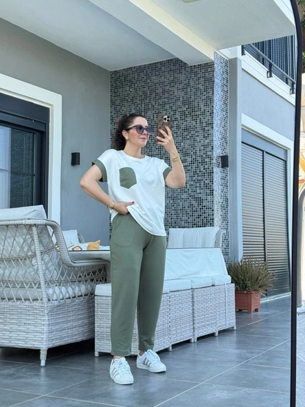 Kadın Kristal Kumaş Garnili Cep Detaylı Ikili Takım ürün görseli