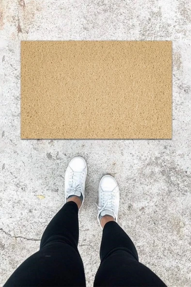 Dijital Baskı Krem Kıvırcık Desen Kapı Önü Paspası K-1018 ürün görseli