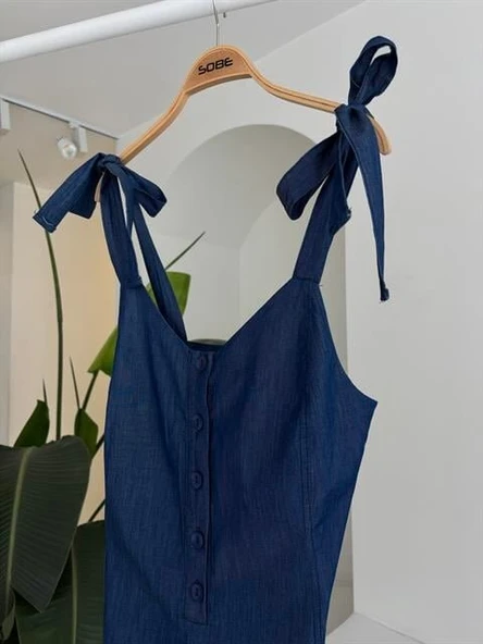Tensel Denim Kumaşlı Mini Tulum 1363 - Resim 10