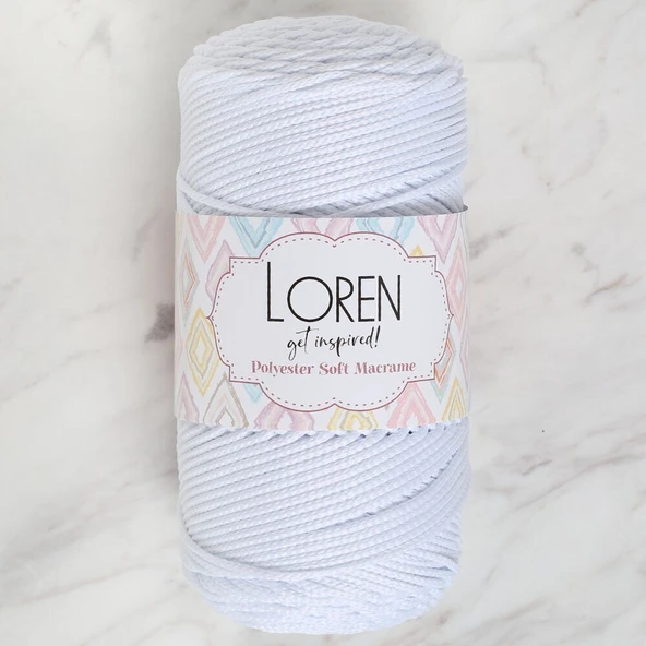 Loren Polyester Soft Macrame Optik Beyaz El Örgü İpi - LM001 - 34426 ürün görseli