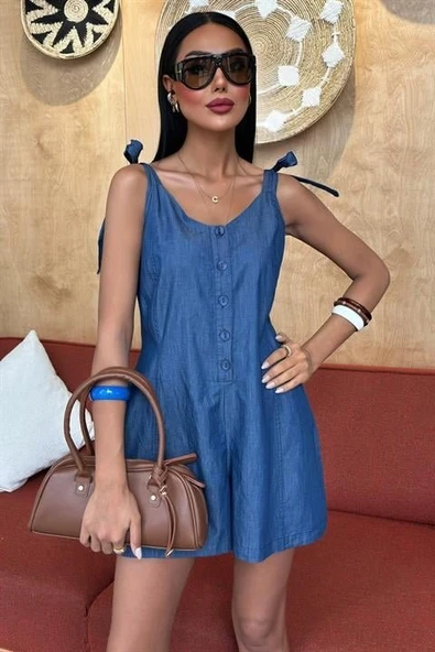 Tensel Denim Kumaşlı Mini Tulum 1363 ürün görseli