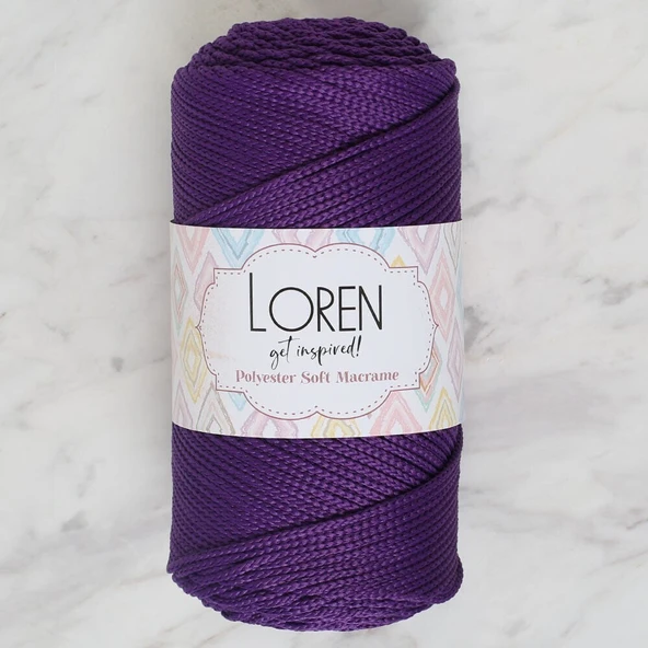 Loren Polyester Soft Macrame Koyu Mor El Örgü İpi - LM037 - 34442 ürün görseli