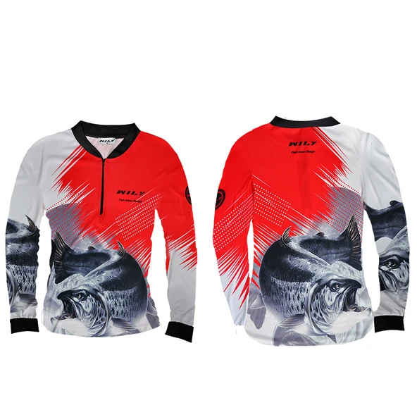 Wily Wear UV Korumalı Balıkçı T-Shirt Fermuarlı Vision Red ürün görseli