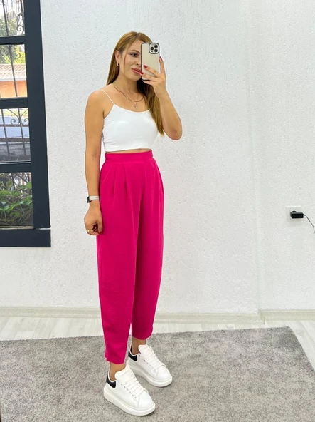 Kadın Aerobin Kumaş Bel Lastikli Pileli Pantolon ürün görseli