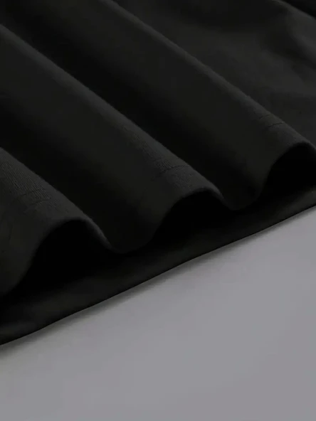 Baskılı Oversize Bisiklet Yaka T-shirt - Siyah - Resim 4