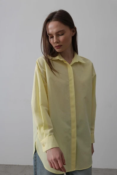Uzun Kol Gömlek - Sarı - Resim 3