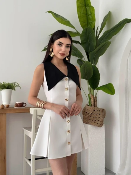 Ness Düğmeli Elbise - 3