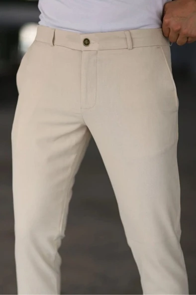 Erkek Düz Kesim Bilek Boy Kumaş Pantolon - 5