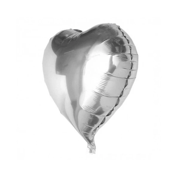 Gümüş Rengi Kalp Folyo Balon 60 Cm. - 2