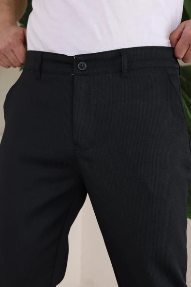 Erkek Casual Slim Fit Cord Desenli Kumaş Pantolon - Resim 8