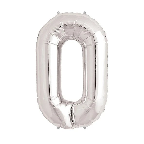 Gümüş Rengi Folyo Rakam Balon 1 Metre ürün görseli