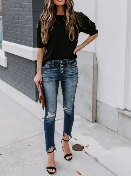 Kadın Kısa Kollu Pileli Balon Kol Bürümcük Bluz - Resim 7