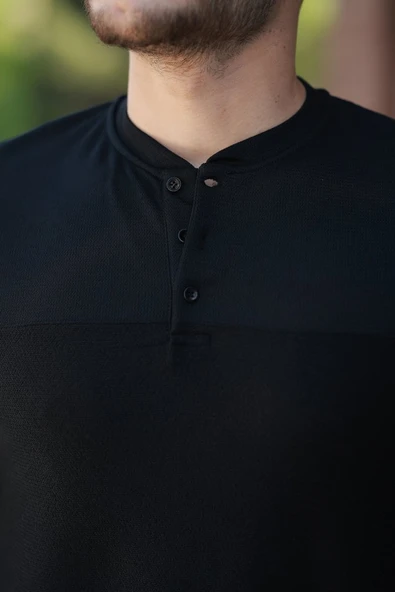 Erkek Hakim Yakalı Kısa Kollu Pamuklu T-shirt - Resim 3