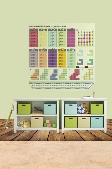 BUFFER® 100x100cm Statik Kağıt Renkli Çarpım Tablosu - 7