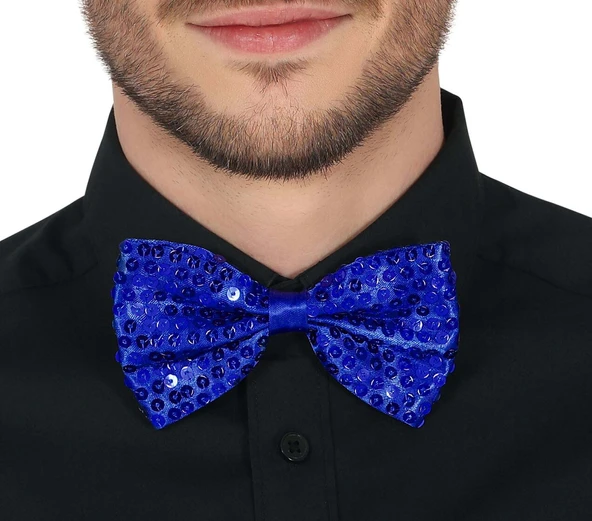 Mavi Payetli Pullu Papyon - Resim 6