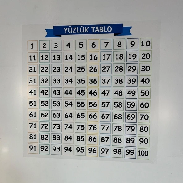 BUFFER® Matematik Öğreten Yüzlük Tablo Duvarda İz Bırakmaz Akıllı Kağıt Yapışkansız Statik  60x60 cm - 4