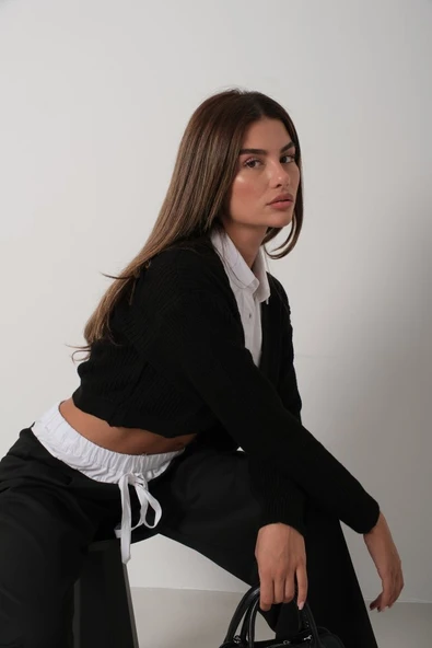 Biyeli Crop Triko Hırka - 7