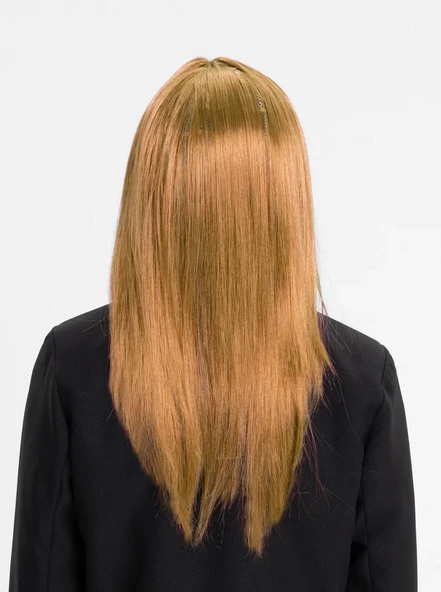 Altın Renk Düz Kesim İçi Astarlı Uzun Parti Peruğu - Resim 2