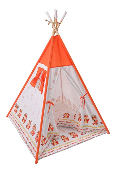 Rozitoys Sevimli Hayvan Desenli Pencereli Doğal Ev-bahçe Yıkanabilir Yastıklı Çocuk Oyun Çadırı - 2