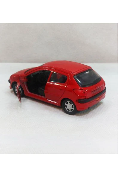 Peugeot 206 - Metal - Çekbrak - Kırmızı | 13cm 1:36 - Resim 2