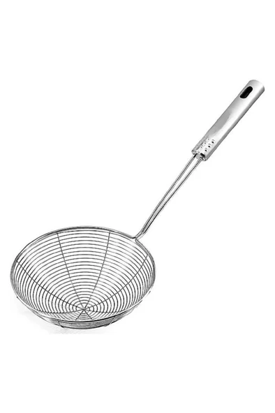 16 cm Çap Çelik Kevgir Patates Sebze Kızartma Kaşığı Metal Mantı Makarna Haşlama Yağ Süzgeci Kepçe - Resim 2