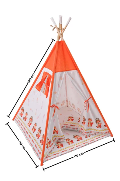 Rozitoys Sevimli Hayvan Desenli Pencereli Doğal Ev-bahçe Yıkanabilir Yastıklı Çocuk Oyun Çadırı - 6