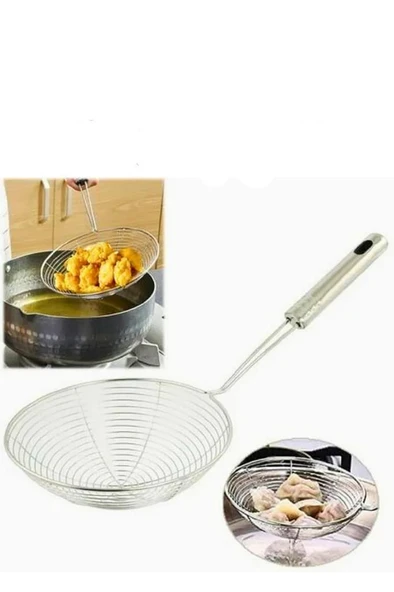 16 cm Çap Çelik Kevgir Patates Sebze Kızartma Kaşığı Metal Mantı Makarna Haşlama Yağ Süzgeci Kepçe - Resim 8