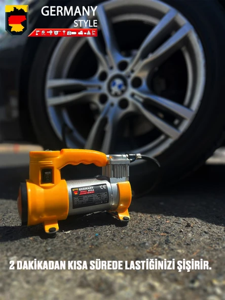 Germany Style NewPRO 12 V Araba Oto Araç Lasti k Şişirme Pompası 150 Psi Metal Gövde  Kompresör