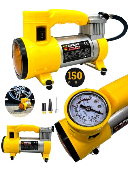 Germany Style NewPRO 12 V Araba Oto Araç Lasti k Şişirme Pompası 150 Psi Metal Gövde  Kompresör - 2