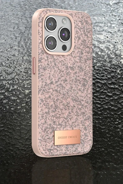 iPhone 14 Pro Bright Simli Kapak - Pembe - 4
