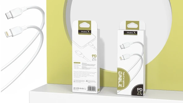 MobiLX MU-01 Type-C to Lightning PD 27W Şarj ve Data Kablosu (1m) – iPhone Uyumlu - 5