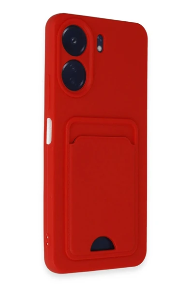 Xiaomi Redmi 13C Kılıf Kelvin Kartvizitli Silikon - Kırmızı - 2