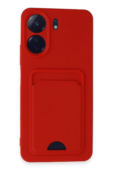 Xiaomi Redmi 13C Kılıf Kelvin Kartvizitli Silikon - Kırmızı - 1