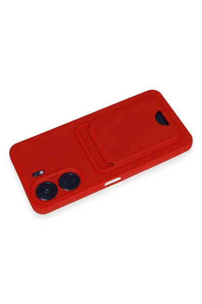 Xiaomi Redmi 13C Kılıf Kelvin Kartvizitli Silikon - Kırmızı - 3