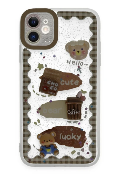 iPhone 11 Kılıf Sweet Desenli Silikon Kapak - Şeffaf - 1