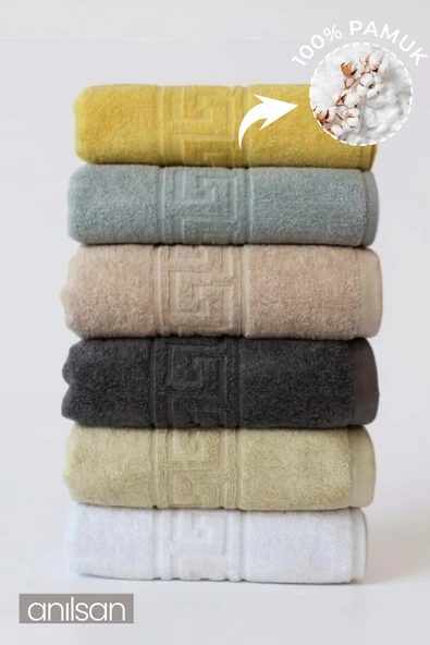 6'lı Karışık Greek El Havlusu - 50x90 Cm, 225 Gr, %100 Pamuk, Spa Ve Otel Havlusu, Günlük Kullanıma Uygun ürün görseli 1