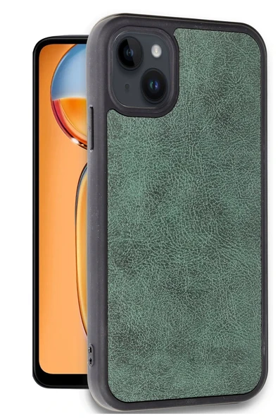 iPhone 14 Kılıf Aras Deri Kapak - Koyu Yeşil - 2