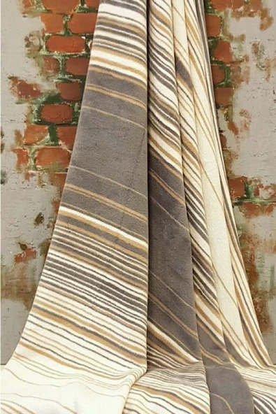 Özdilek Pamuklu Dizüstü Tv Battaniye (130x170)-Striped Bej - 2