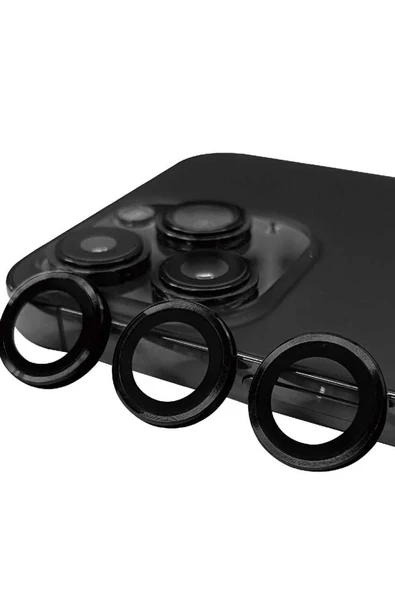 iPhone 15 Pro Raze Metal Kamera Lens - Siyah - 1