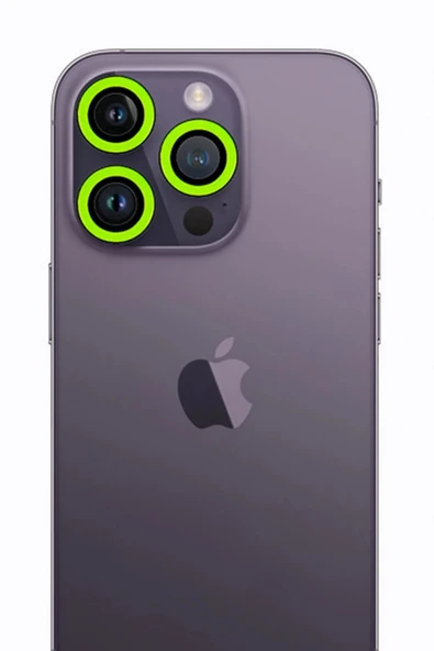 iPhone 12 Pro Max Neon Fosforlu Kamera Lens - Yeşil - 1