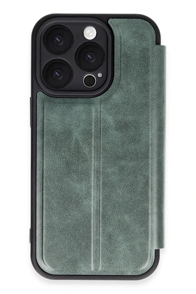 iPhone 16 Pro Kılıf Flip Cover - Koyu Yeşil - 1