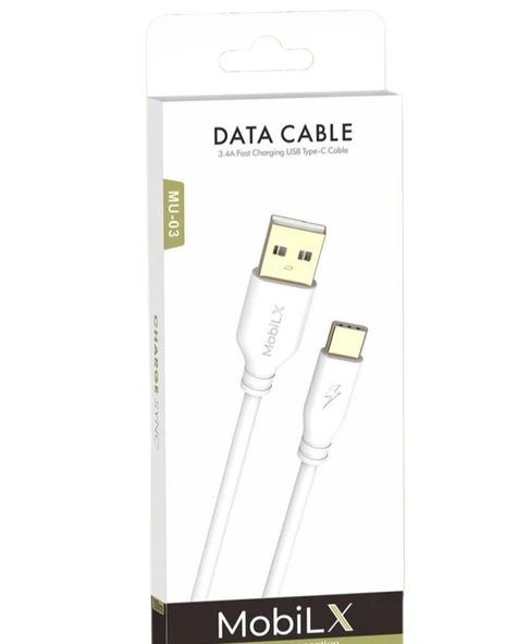 MobiLX MU-03 3.4A Bakır Uç Silikon USB to Type-C Şarj ve Data Kablosu (1m) - 2