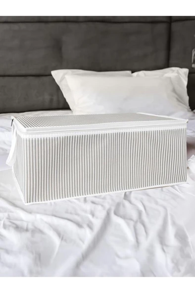 3’lü Baskılı Baza Hurcu Seti, Yatak Kanepe Altı Yastık Kıyafet Çamaşır Düzenleyici (60x40xcm) 3 Adet - Resim 4