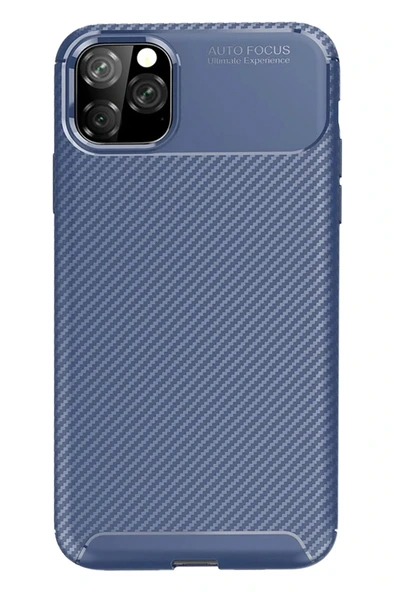 iPhone 11 Pro Kılıf Auto Focus Karbon Kapak - Lacivert - 4