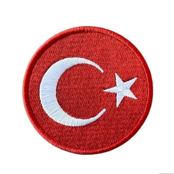 Aplike Ütü İle Yapışan Türk Bayrağı Yuvarlak Büyük Arma 5 cm ürün görseli